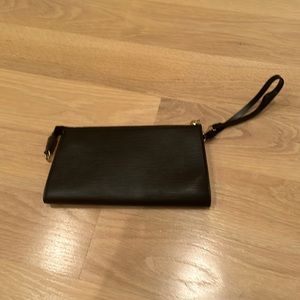 Black leather wristlet